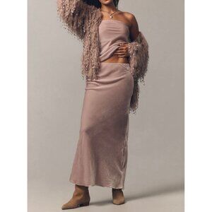 Anthropologie Tilda Maxi Slip Skirt  And Strapless Top Set Velvet Edition Size S